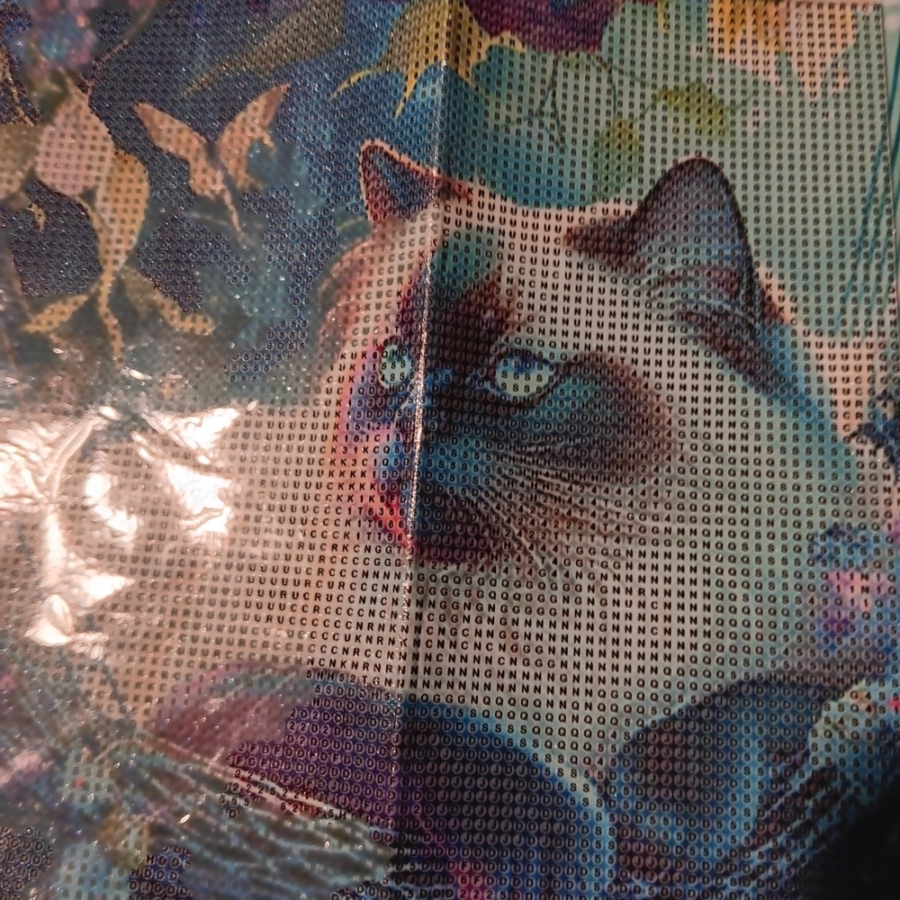 Blue and Purple Cat Diamond Painting Kit 32x30 - Picture 3 of 4